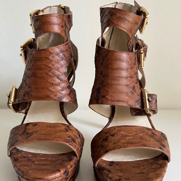 Michael Kors Python Brown Leather Heels - Picture 3 of 4